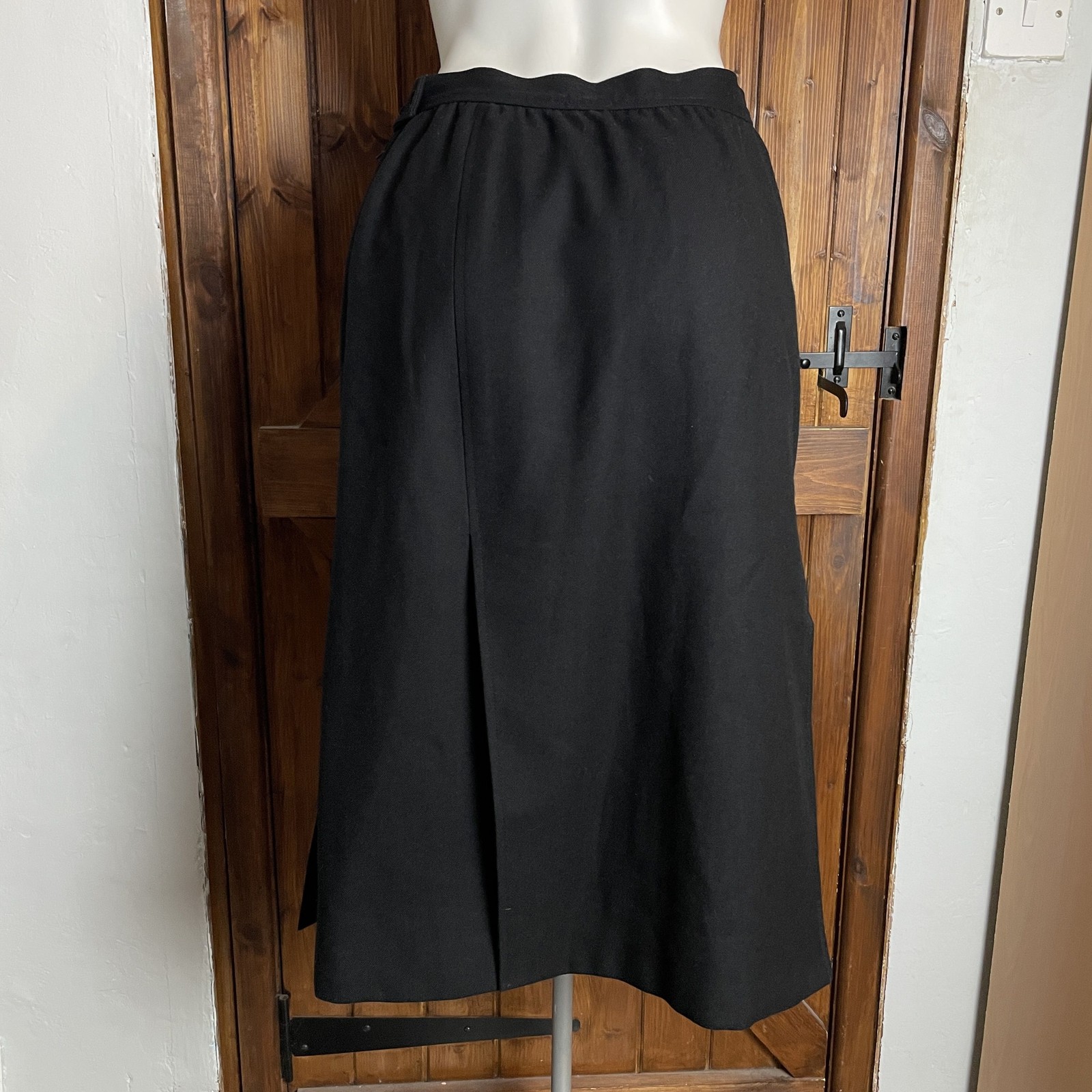 Gonna midi Saint Laurent Rive Gauche vintage anni 70 lana nera linea A taglia 44 XS