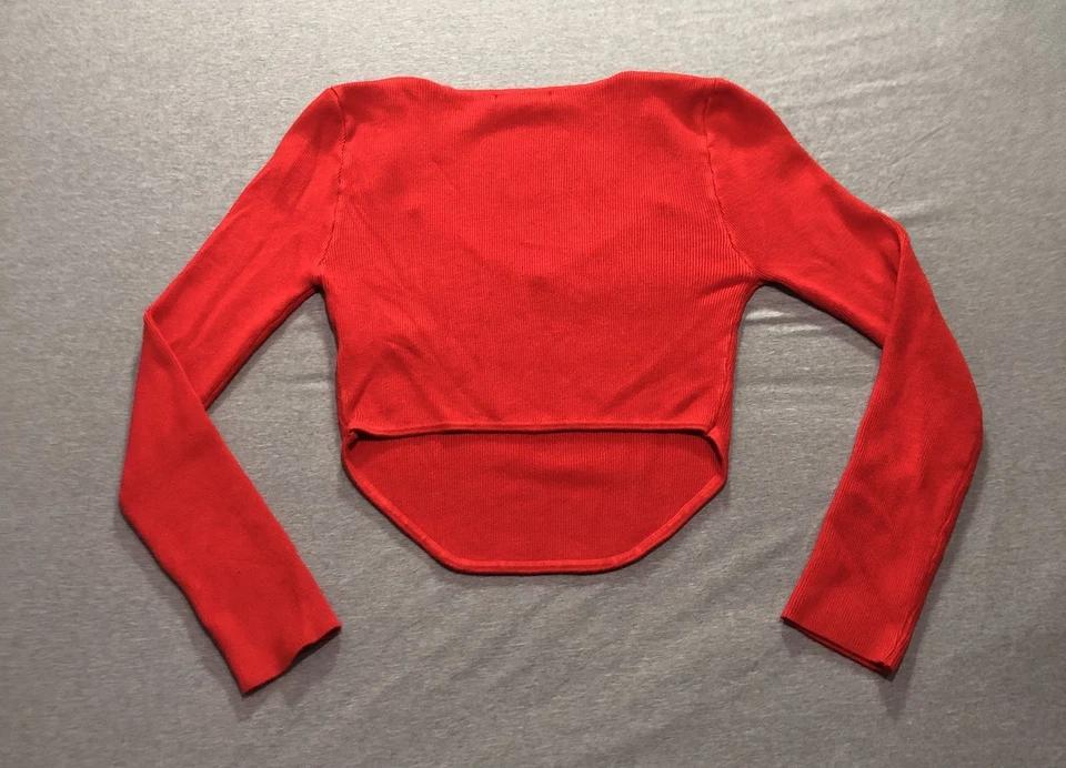 Forever 21 Sweatshirt Women's L Romantic Hi Low Feminine Minimalist Lounge Red - Image 4 of 4