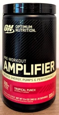 NEW! Optimum Nutrition Pre-Workout Amplifier 13.4oz (20 servings) Tropical Punch