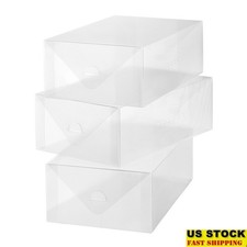 Clear Plastic Shoe Storage Box Set of 3 Stackable Durable Ventilated Organizer