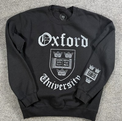 Oxford University Sweatshirt Mens Small Black Gothic Spellout Crewneck Academic