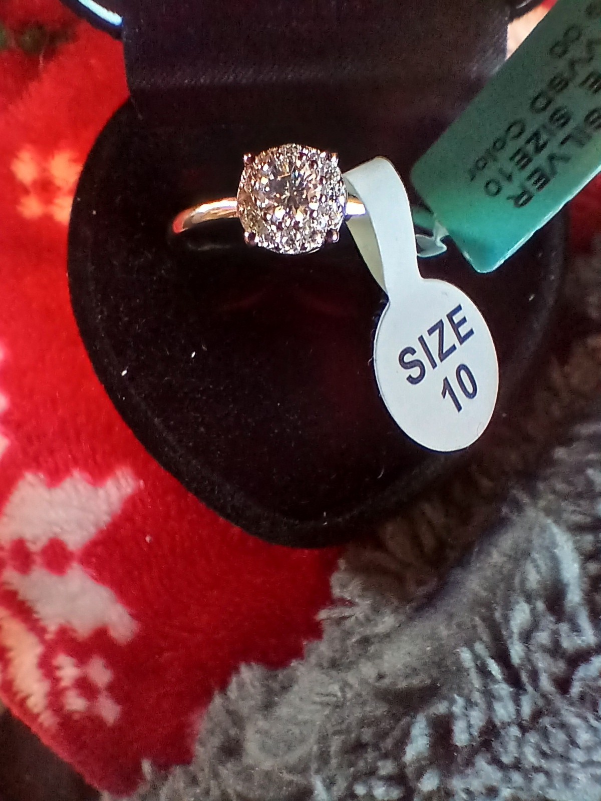 Engagement Ring,  Sterling Silver With  Moissanite Gemstone. Size 10-image