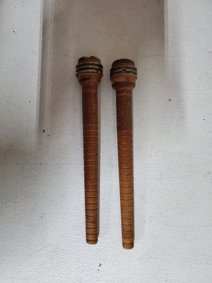lot of 2 Vintage 8'' Wood Spools Bobbin Thread Spindle Sewing Factory Primitive