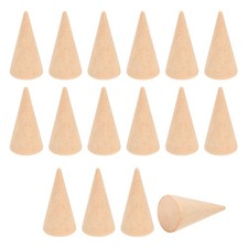 Wood Cone Ring Holder, 16 Pcs Finger Jewelry Display Stand, Wood Color 50x25mm