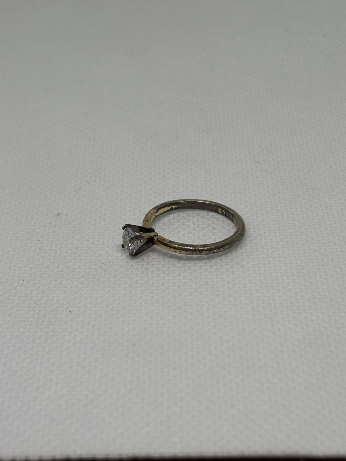 925 Sterling Silver Solitaire Ring, Clear Gemston… - image 2