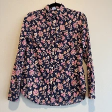 Gap Floral Button Down Shirt  Long Sleeve Lightweight Office Casual Cotton XS