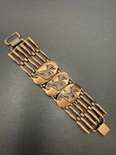 Vintage Copper Wyvern Or Dragon Bracelet 6.5” Y7