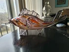 VINTAGE MCM HAND BLOWN LARGE MURANO ART GLASS FISH COLORFUL!