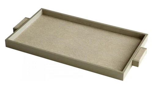 Shagreen Melrose 26 Inch Wide Leather and Wood Tray - Picture 1 of 1