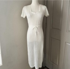 Almost Famous White Short Sleeve Midi Knit Dress Size Small