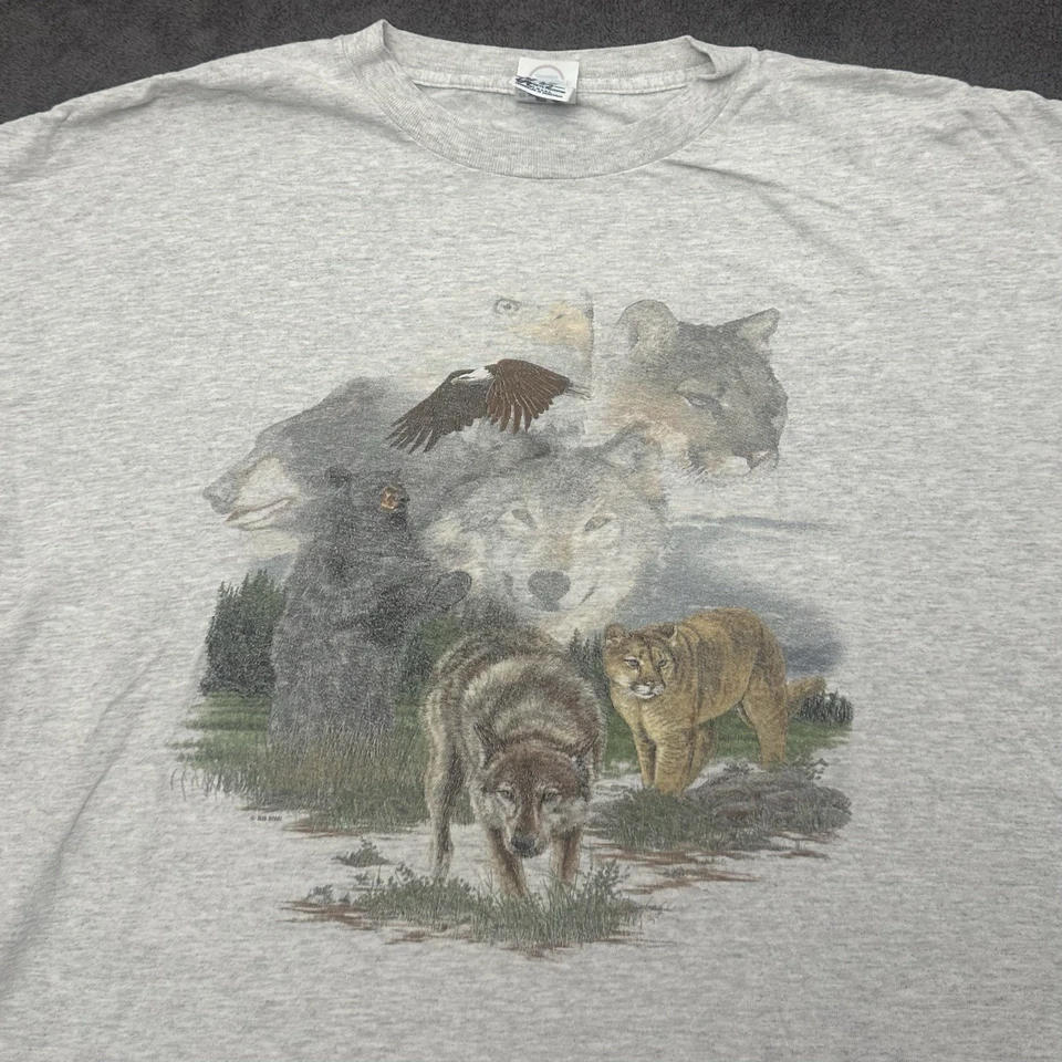 Vintage Nature Animal Outdoor T-shirt Size XL Graphic Wolf,Eagle Gray Tee Utah - Image 2 of 4