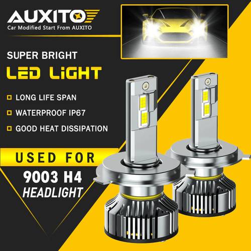 2PCS AUXITO H4 9003 Super White 24000LM Kit LED Headlight Bulbs High Low Y19 EAH - Picture 1 of 12