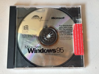Microsoft Windows 95 OEM CD With USB Support Vintage Software Disc Only