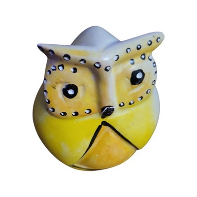 Vintage Hand-Carved Soapstone Yellow Owl Figurine ~ Spririt Animal ~ Knick Knack