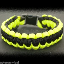 Neon Yellow & Black Paracord Emergency Survival Rope Bracelet - Made in the USA
