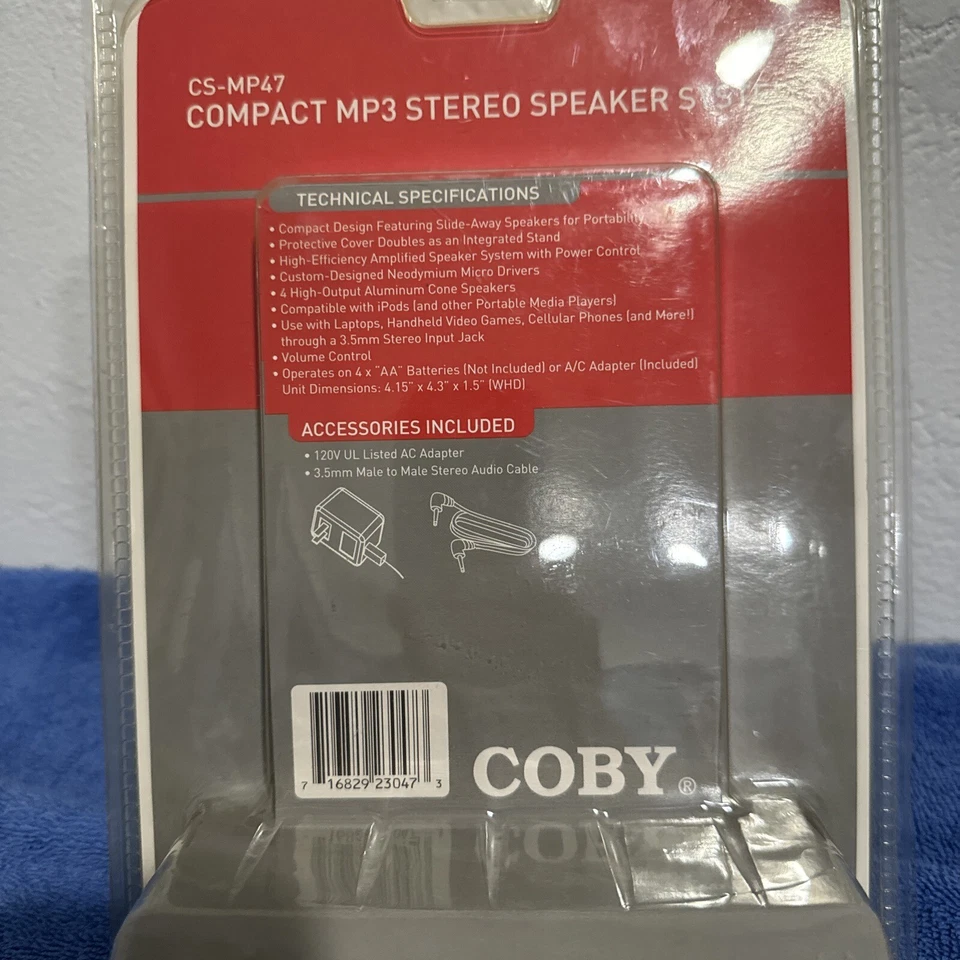 Coby Compact MP3 Stereo Speaker System Model No: CS-MP47 New In Box 2006 - Image 4 of 4