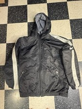 Vintage Nike Jacket Hooded Fleece Lined Blk Mens Size XXL Grey Tag Big Swoosh