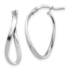 14k White Gold Polished 2mm Wavy Hoop Earrings for Her 1.02g L-23.2mm, W-14.7mm