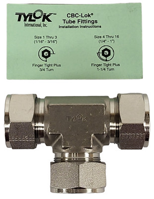 Tylok CBC-Lok SS16DTTT16 Domestic 1'' SS Double Ferrule Union Tube Fitting Tee