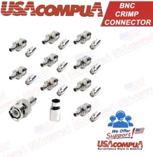 10 Pack Lot - RG59 2pc Coax Coaxial BNC Crimp On Male Connector Plug Ends CCTV