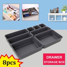 8Pcs Desk Drawer Organizer Tray Bathroom Makeup Cabinet Dividers Storage Bin Box