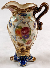 Miniature Occupied Japan Floral Pitcher w/ Gold Trim