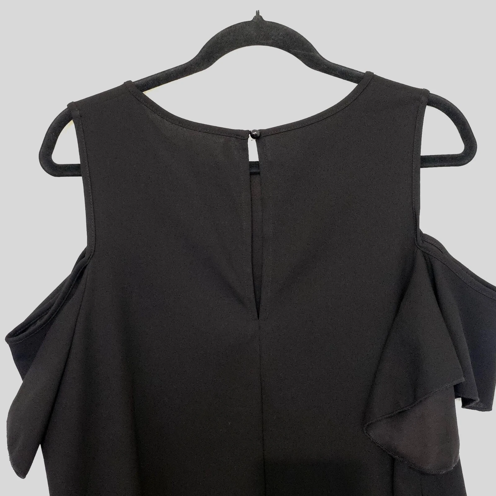 Abito Kate Spade Shift Donna Xl Spalla Fredda Increspato Nero Buco della Serra Classico Tempo