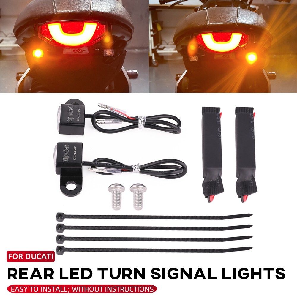 Rear LED Turn Signals Light w/ Resistors For DUCATI Scrambler 800