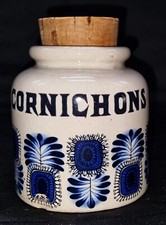 Pot à cornichons en grès LAB à Lagny. Décor Palma Vintage 60’s.