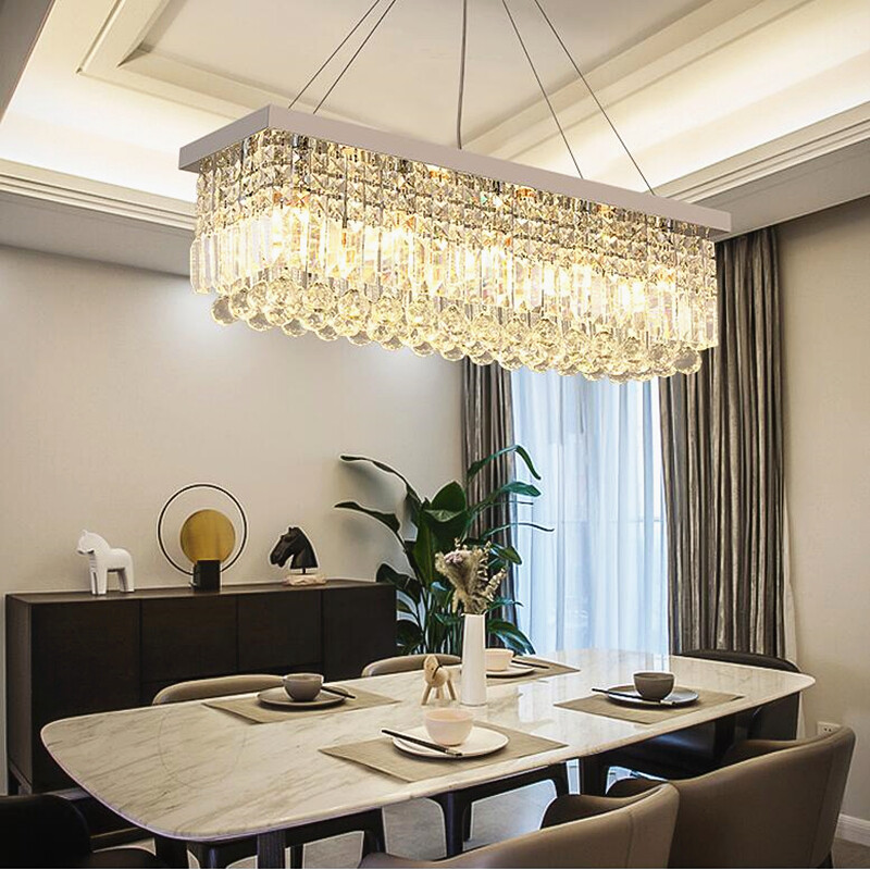 Modern Luxury K9 Crystal Rectangle Pendant Lamp Dining Chandelier Lighting 60CM