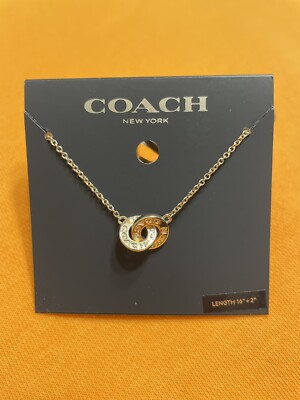 Gold Necklace Interlocking Open Circle Pendant Necklace COACH