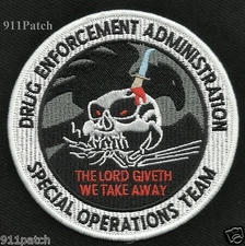 DRUG ENFORCEMENT ADMINISTRATION DEA SPECIAL OPERATIONS TEAM SKULL POLICE PATCH