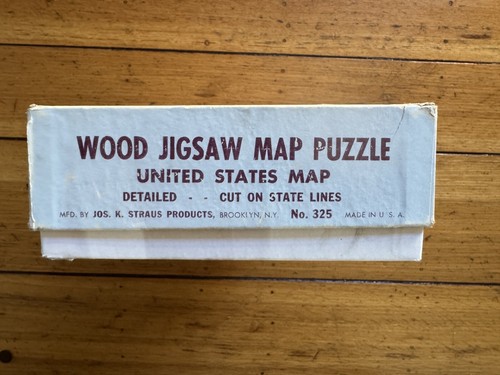 Vntg Rand McNally WoodenPlywood US Map Jigsaw Puzzle Mfg. Joseph K. Strauss #325 - Picture 7 of 12