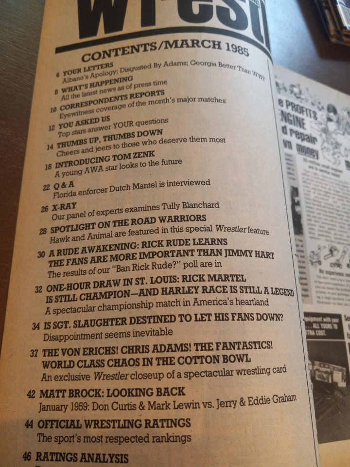 Exc Magazine WWF 1985 Luchador Von Erich Flair Warriors Rude Hart Race Martel Foto 3 de 4