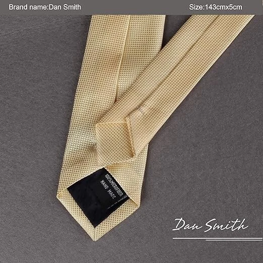 Dan Smith 浅棕褐色格子丝质纯色男式超细纤维修身领带 56 x 2 英寸 — 第 4/4 张图片