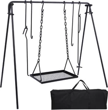 REDCAMP Grill Swing Campfire Grill Stand with Iron Grill Grate, Collapsible Camp