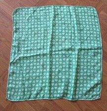 green scarf with white hearts, approx 56x56 cm