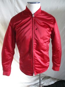 shiny red bomber jacket