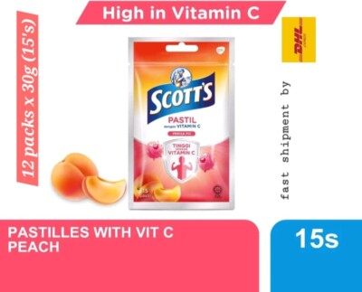 Vitamins C Scott's Pastilles Supplement Kids Peach Flavour Gummy