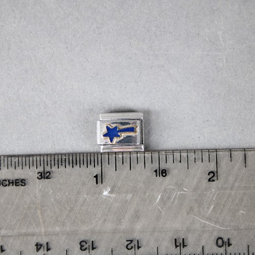Boxing "Shooting Star" Stainless Steel Blue Enamel Stretch Link Italian Charm - Picture 7 of 8