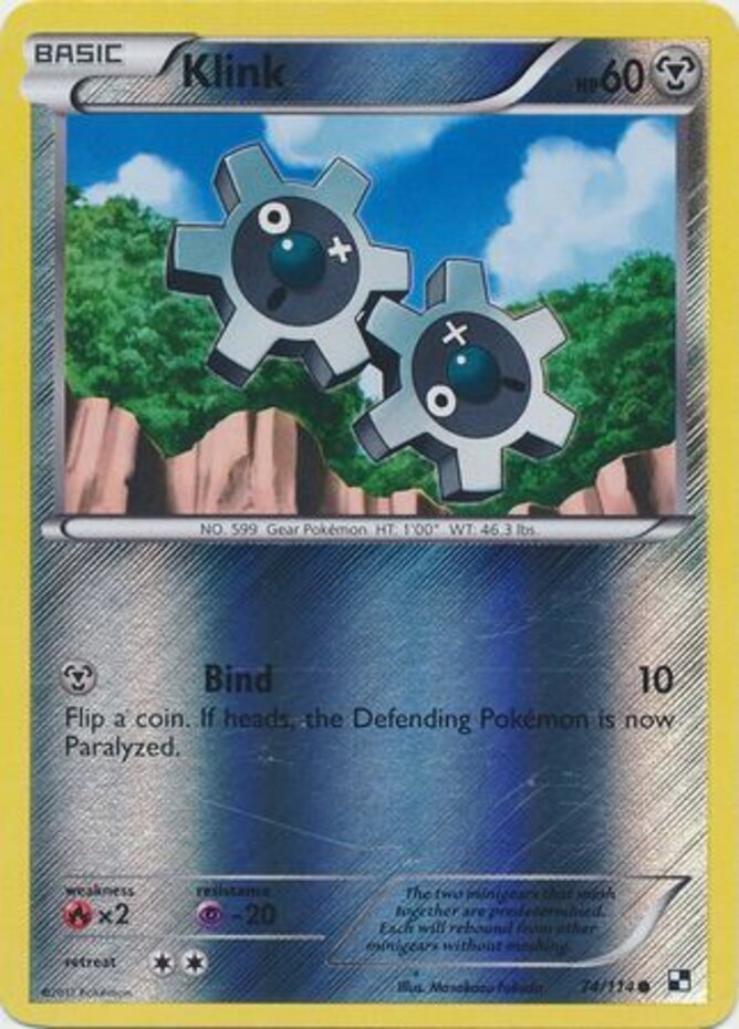 Pokemon - Klink - 74/114 - Common - Reverse Holo - Black and White - NM