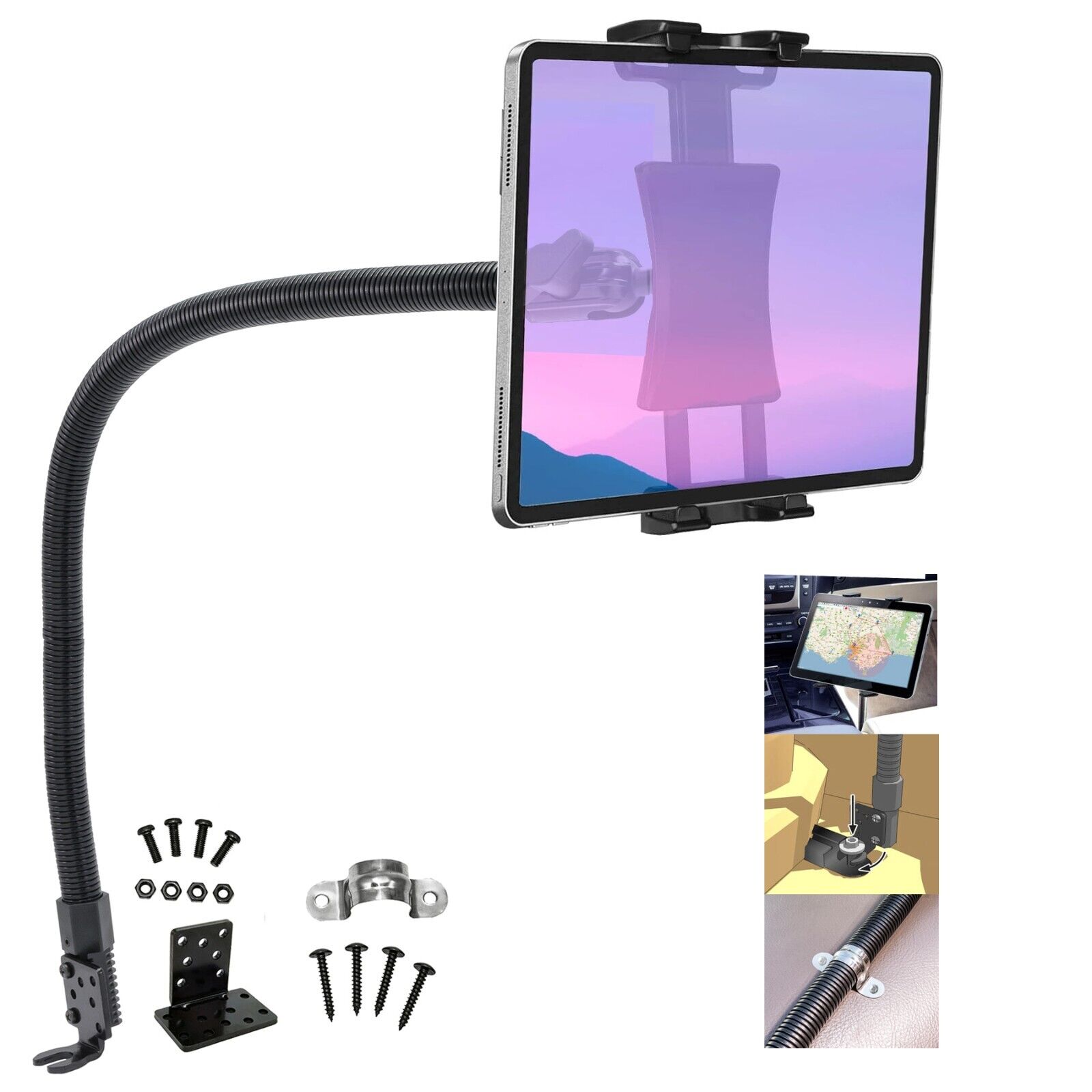 22" Heavy Duty ELD Car Truck Fleet Truck Floor Seat mount for iPad Tablet iPhone