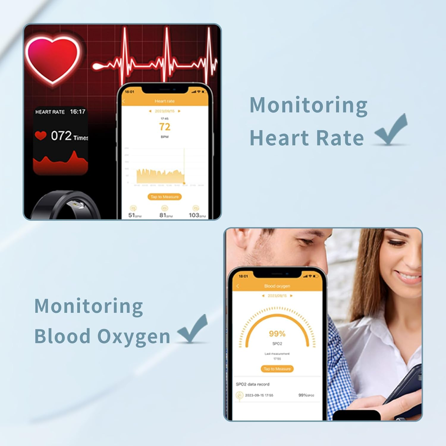 Fitness Smart Ring, Rechargeable Waterproof Smart Ring, Sleep Tracker