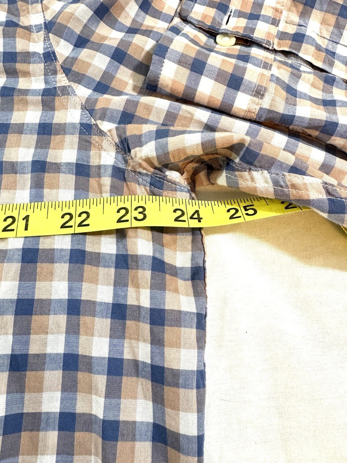 Lacoste Men’s Button Down Shirt Blue Khaki White Regular Fit Size 45 thumbnail 5