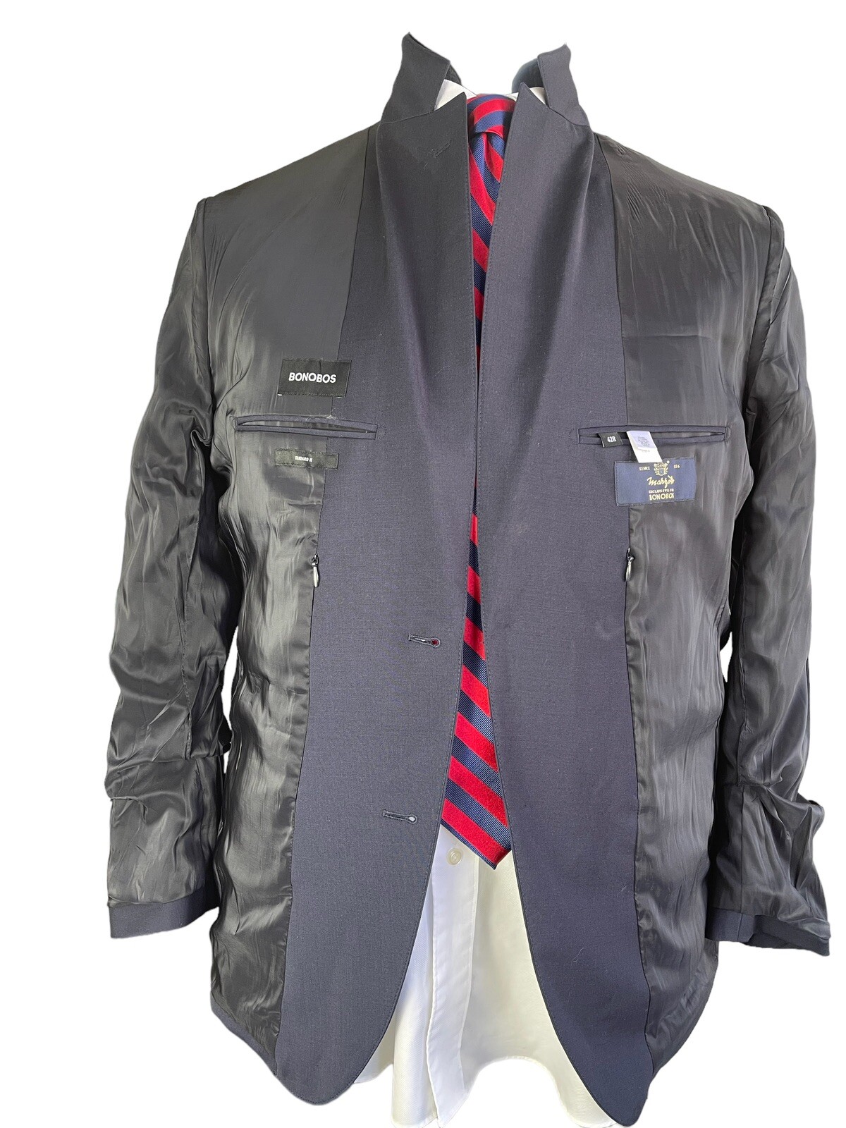 BONOBOS, SOLID DARK BLUE REGULAR FIT WOOL SUIT, S… - image 12