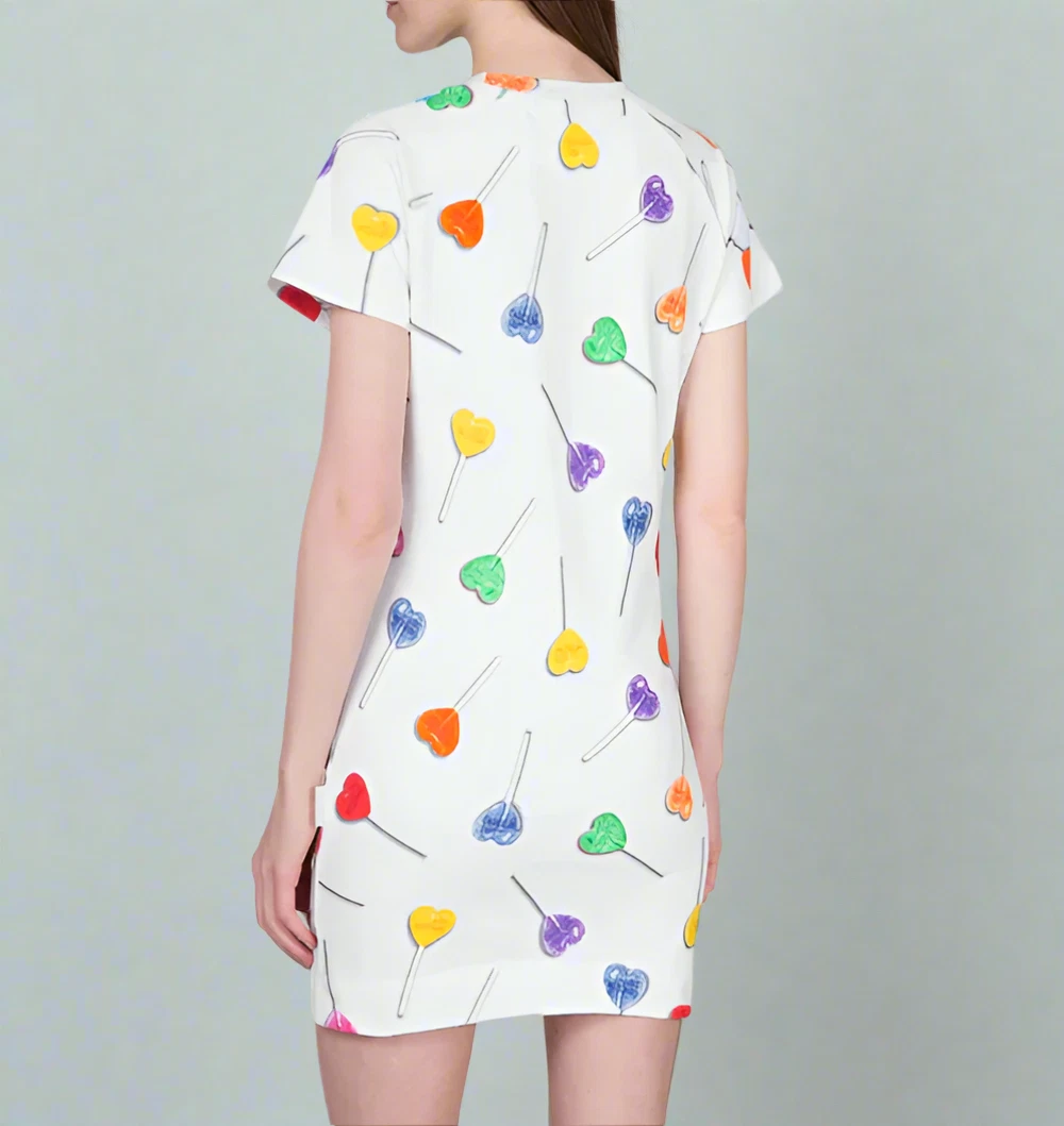 Love Moschino TShirt Mini Abito Lecca Lecca 2 Bianco Manica Corta Cotone (IT38)