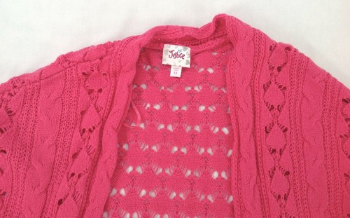 girls Justice dark hot pink dolman crochet crocheted shrug cardigan sweater 12 - Picture 3 of 4