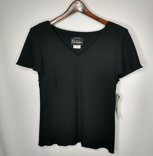 S.L. Fashions 2 Piece Set Black Shirt & Skirt Womens Size 14 $100 New With Tags - Picture 2 of 12