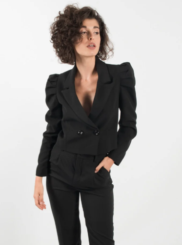 Giacca donna corta blazer manica lunga bolero elegante nero coprispalle da  L | eBay