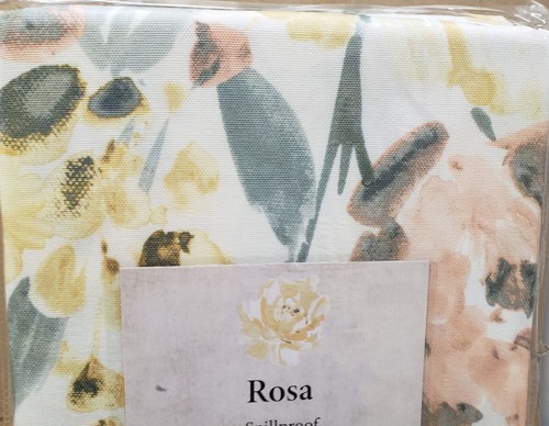 Printed Fabric Tablecloth, 60"x84" Oblong, YELLOW & MULTICOLOR FLOWERS, ROSA, BM - Picture 5 of 11